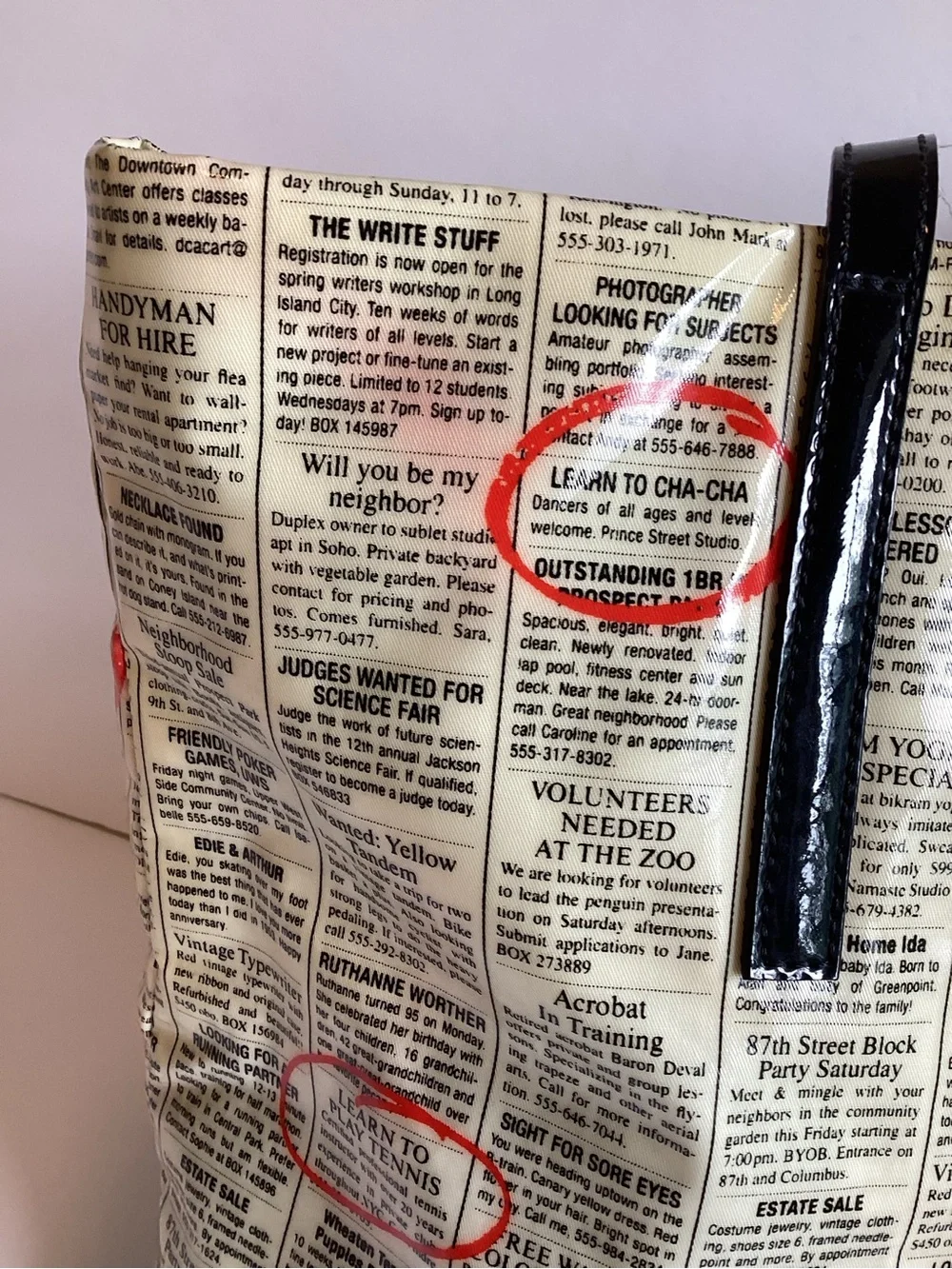 Kate Spade New York Newsprint Canvas Bonton Shopper Tote Bag Classified Ads